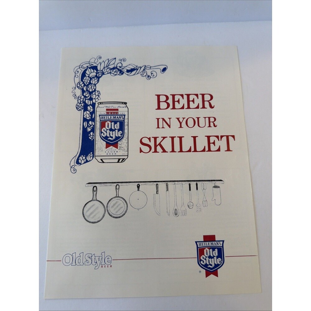 Vintage Old Style G. Heileman Brewing La Crosse WI Ad BEER IN SKILLET Breweriana